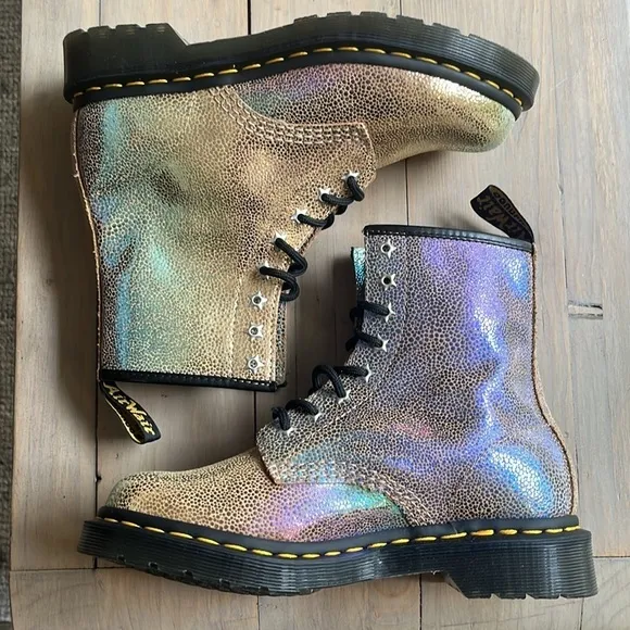 Dr. Martens 1460 Rainbow Ray Suede Combat Boots Brown Size 6