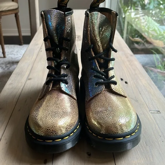 Dr. Martens 1460 Rainbow Ray Suede Combat Boots Brown Size 6