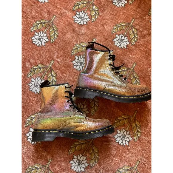 Dr. Martens 1460 Ray Suede Rainbow Boots Size 10