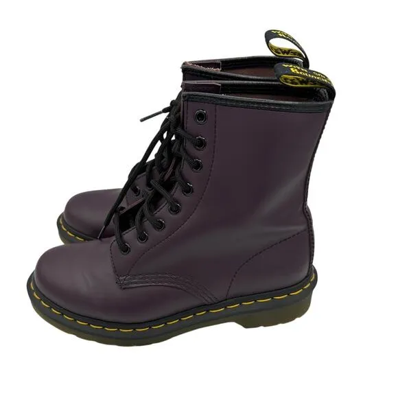 Dr Martens 1460 Women's Smooth Leather Lace Up Boots in Purple Size 6