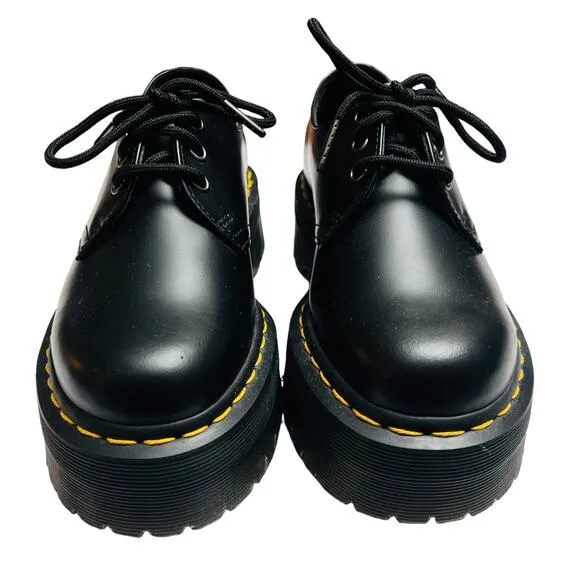 Dr. Martens 1461 Quad Black Polished Smooth Black Air Cushion Sole Size 6 Men