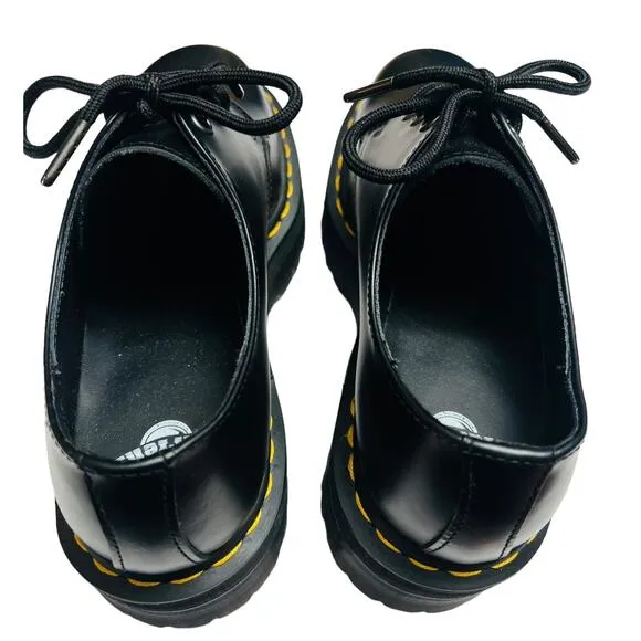 Dr. Martens 1461 Quad Black Polished Smooth Black Air Cushion Sole Size 6 Men