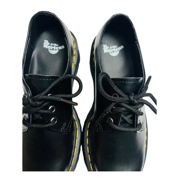 Dr. Martens 1461 Quad Black Polished Smooth Black Air Cushion Sole Size 6 Men