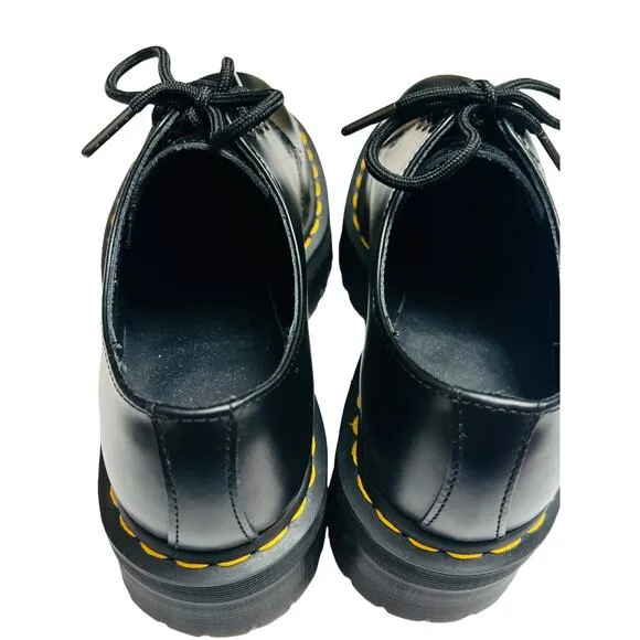 Dr. Martens 1461 Quad Black Polished Smooth Black Air Cushion Sole Size 6 Men