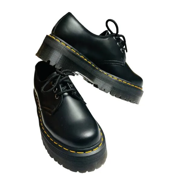 Dr. Martens 1461 Quad Black Polished Smooth Black Air Cushion Sole Size 6 Men