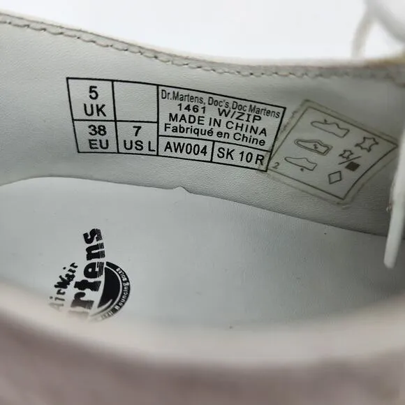 Dr. Martens 1461 Zipper or Lace Up Beama 3 Hole Leather Shoes White Size 7
