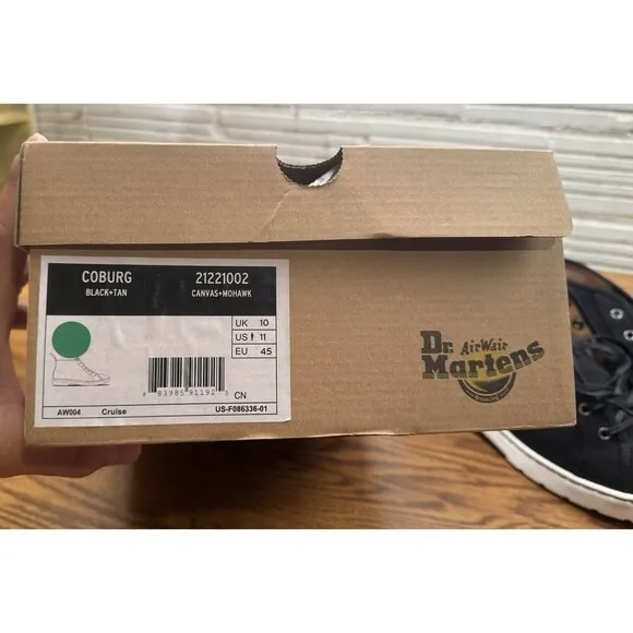 DR. MARTENS AirWair COBURG Black&amp;Tan  Men’s US 11, EU‎ 45; NEW, In Box AW004