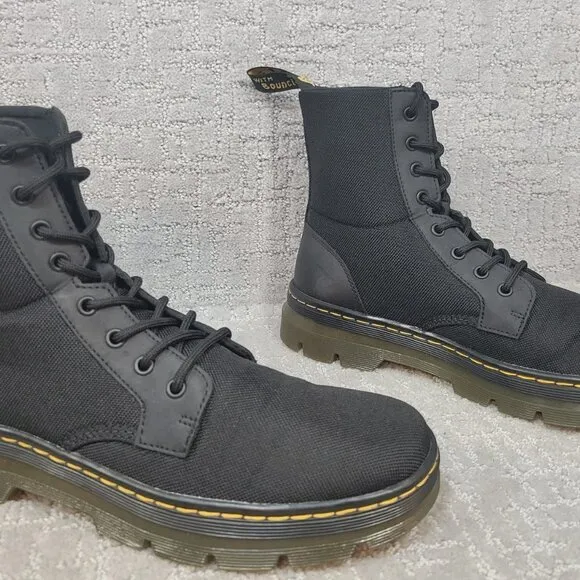 Dr. Martens Combs AW004 Unisex Adults Size US M10 L11 Black Lace Up Combat Boot