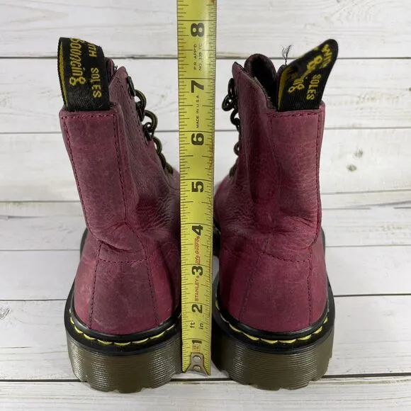 Dr Martens Doc Luana Combat Boots Womens Size 7 Burgundy Leather 7-Eye