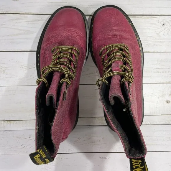 Dr Martens Doc Luana Combat Boots Womens Size 7 Burgundy Leather 7-Eye