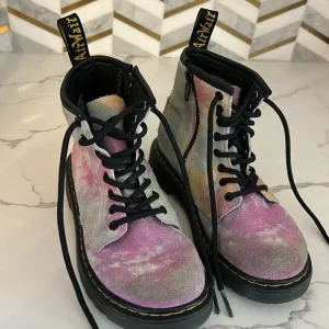Dr. Marten's Docs Rainbow Tie Dye Boots 1460 Kids Toddler Soft Suede US size 13