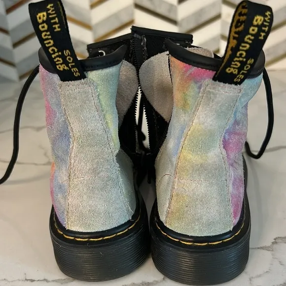 Dr. Marten's Docs Rainbow Tie Dye Boots 1460 Kids Toddler Soft Suede US size 13
