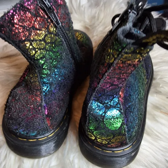 Dr. Martens iridescent croc pascal 1460 lace/ zip combat boots 3