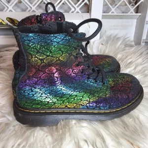 Dr. Martens iridescent croc pascal 1460 lace/ zip combat boots 3