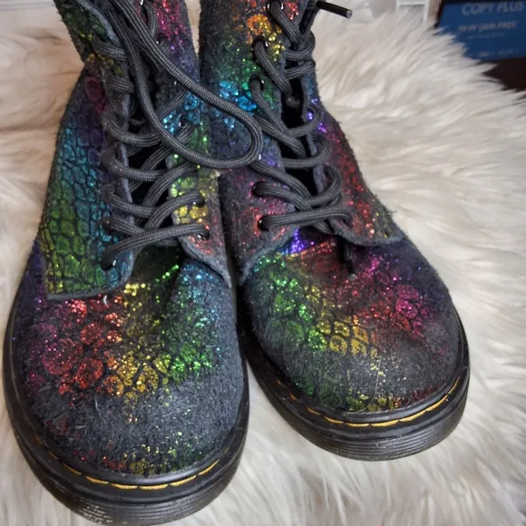 Dr. Martens iridescent croc pascal 1460 lace/ zip combat boots 3