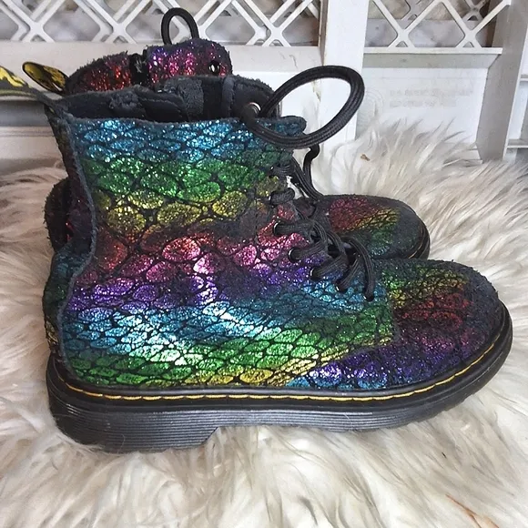 Dr. Martens iridescent croc pascal 1460 lace/ zip combat boots 3