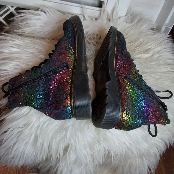 Dr. Martens iridescent croc pascal 1460 lace/ zip combat boots 3