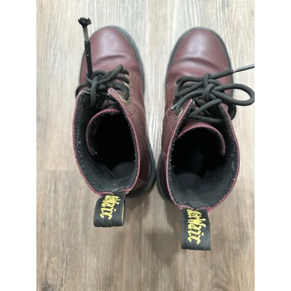 Dr. Martens LUANA Cherry Red Leather  Boots Women's Size 8