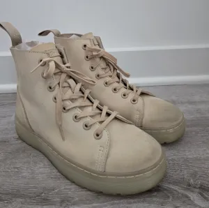 Dr. Martens Talib 8-Eye Raw Sand Stone Ankle Boots