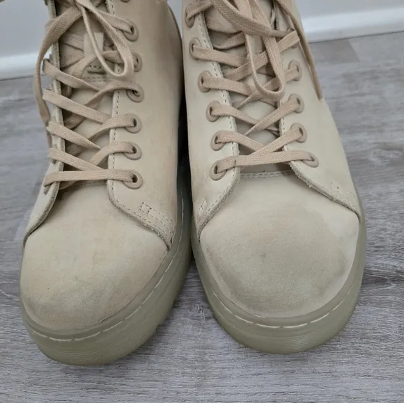 Dr. Martens Talib 8-Eye Raw Sand Stone Ankle Boots