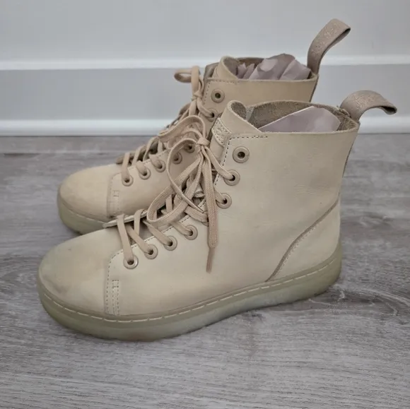 Dr. Martens Talib 8-Eye Raw Sand Stone Ankle Boots
