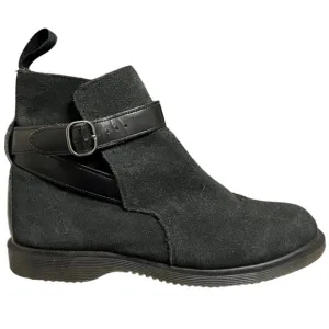 Dr. Martens Teresa Black Suede Leather Buckle Boots Size US 9