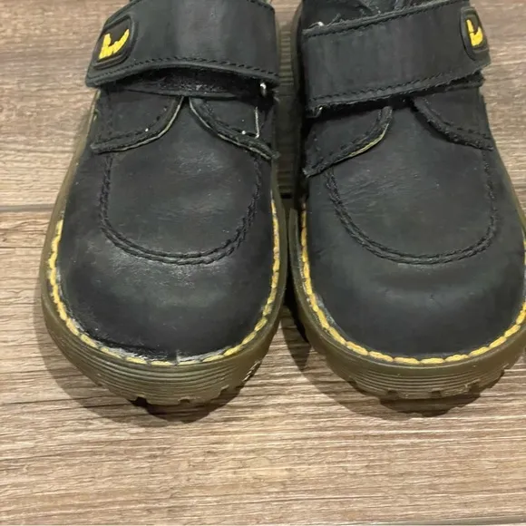 Dr. Martens Toddler Black Leather Suede Hook &amp; Loop SZ UK 8 US 9 England