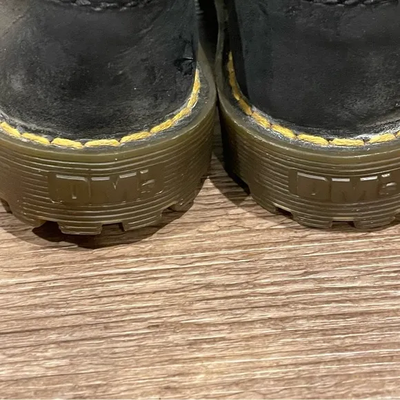 Dr. Martens Toddler Black Leather Suede Hook &amp; Loop SZ UK 8 US 9 England