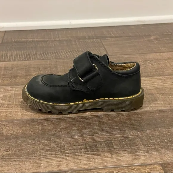 Dr. Martens Toddler Black Leather Suede Hook &amp; Loop SZ UK 8 US 9 England