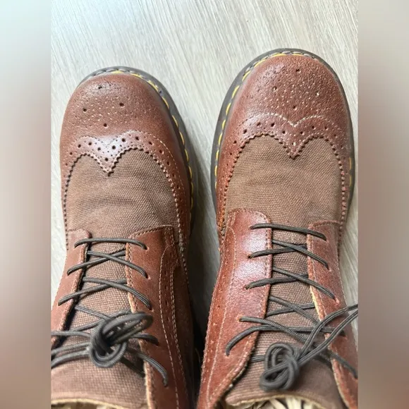 Dr Martens Wingtip Brown Boots US 10 Men's Leather Canvas Welted #2C05