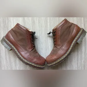 Dr Martens Wingtip Brown Boots US 10 Men's Leather Canvas Welted #2C05