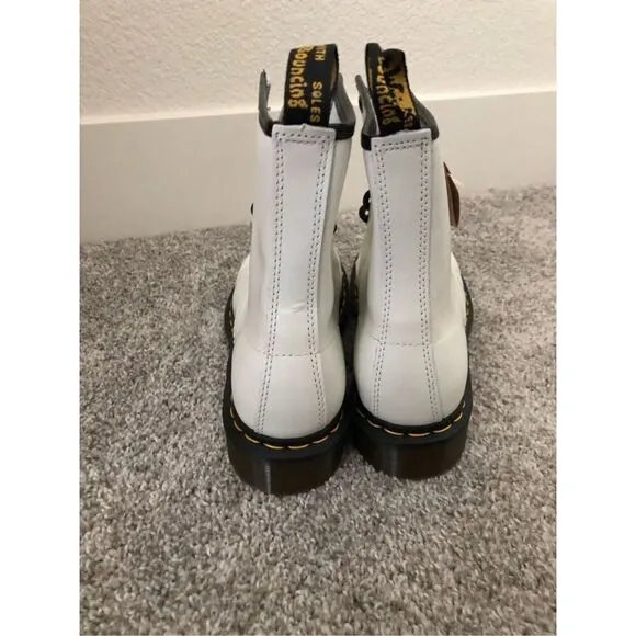 Dr Martens Women's 1460 Smooth Leather Lace Up Boots White Size 9