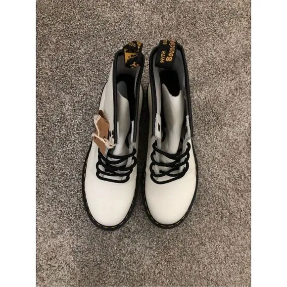 Dr Martens Women's 1460 Smooth Leather Lace Up Boots White Size 9