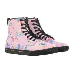 DR. MARTENS Womens Pink Sheridan Rainbow Burst SUEDE LEATHER Boot New in Box