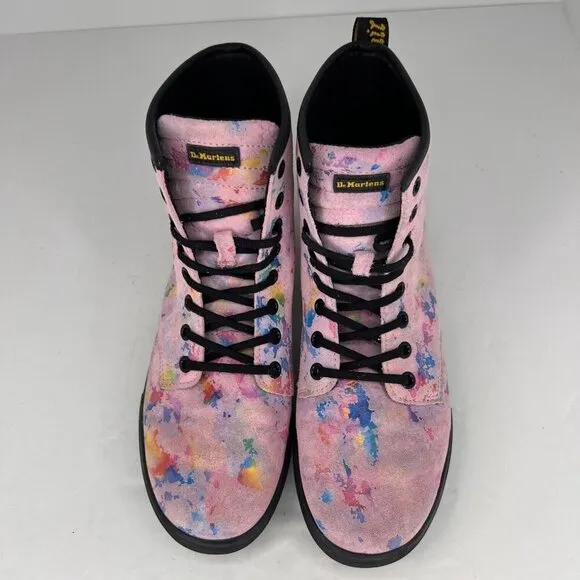 Dr Martens Womens Sheridan Pink Rainbow Burst Suede Soft Wair Size 8 L Boots