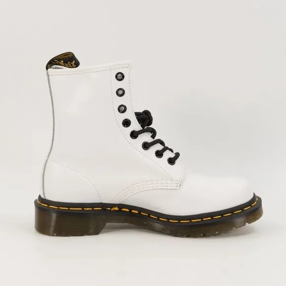 Dr. Martens Women's Softy T Leather 'White' Lace Up Boots 25057100-1460 size 6