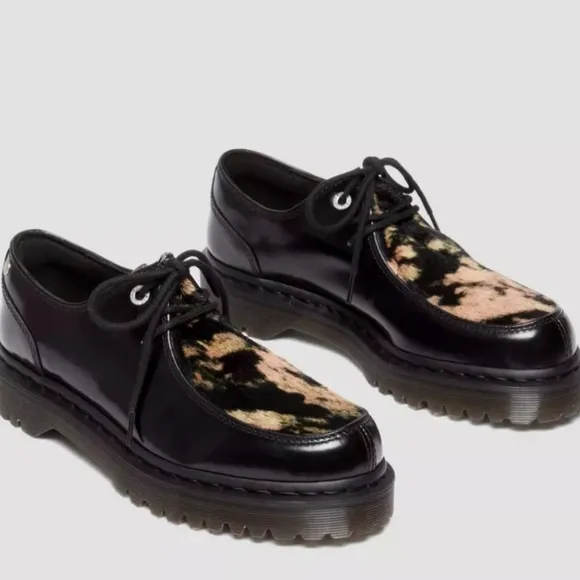 Dr. Martens Zeffir 3-eye Hair-On Leather Bex Classic Shoes Black womens 9 New