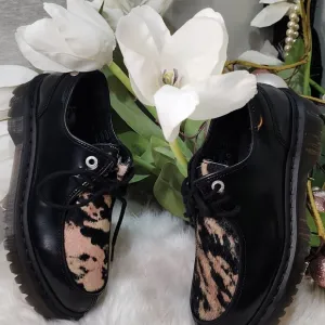 Dr. Martens Zeffir 3-eye Hair-On Leather Bex Classic Shoes Black womens 9 New
