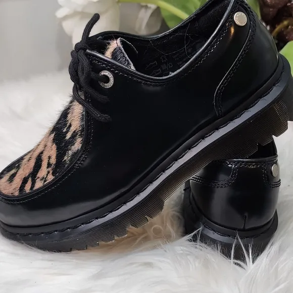 Dr. Martens Zeffir 3-eye Hair-On Leather Bex Classic Shoes Black womens 9 New
