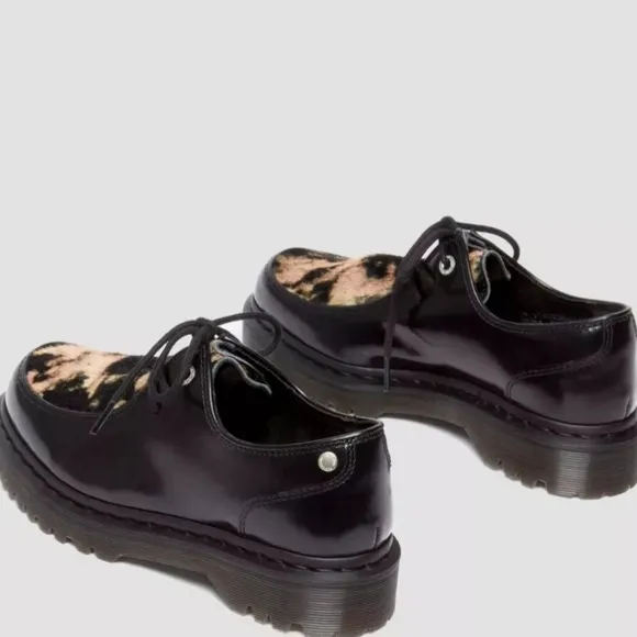 Dr. Martens Zeffir 3-eye Hair-On Leather Bex Classic Shoes Black womens 9 New