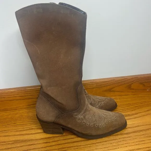 Dr. Scholl's Women's Cowgirl Boots Size 7.5 Leather Upper Embroidery