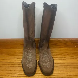 Dr. Scholl's Women's Cowgirl Boots Size 7.5 Leather Upper Embroidery