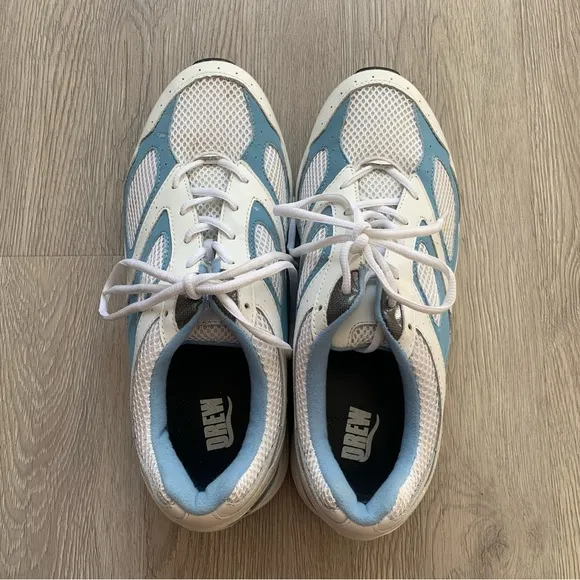 Drew Flare All Day Comfort Walking and Working Shoe in White and Blue