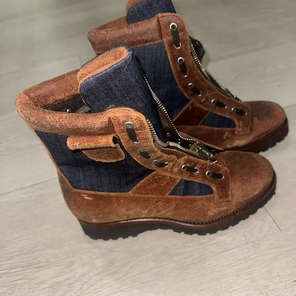 Dsquared2 Brown Suede Lace-Up Boots with Zipper