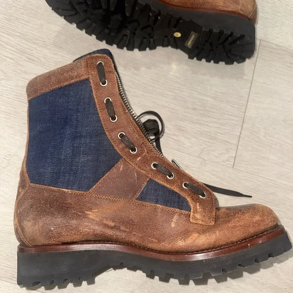 Dsquared2 Brown Suede Lace-Up Boots with Zipper