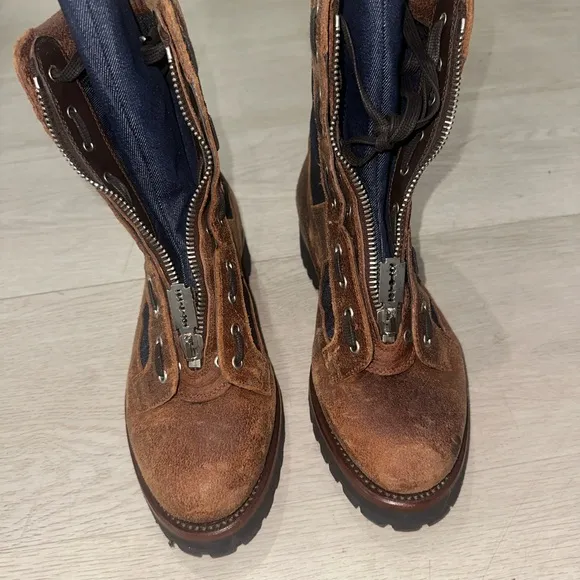 Dsquared2 Brown Suede Lace-Up Boots with Zipper
