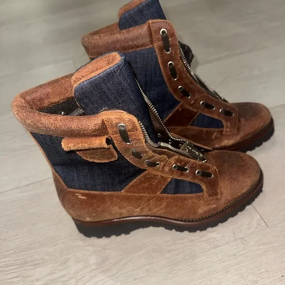 Dsquared2 Brown Suede Lace-Up Boots with Zipper