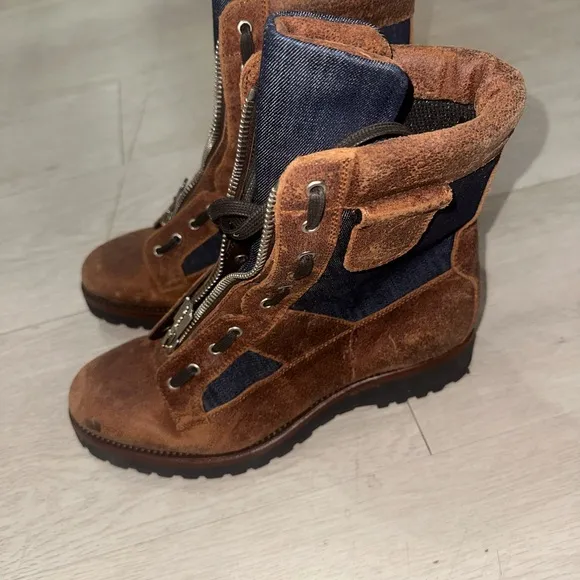 Dsquared2 Brown Suede Lace-Up Boots with Zipper