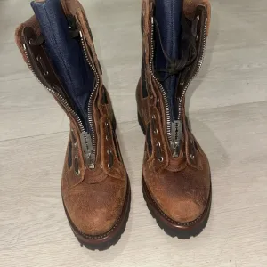 Dsquared2 Brown Suede Lace-Up Boots with Zipper
