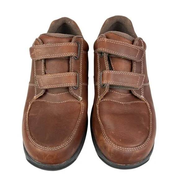 Dunham Velcro Strap Shoes Brown Leather Men's 9.5 Wide 6E 8009SB